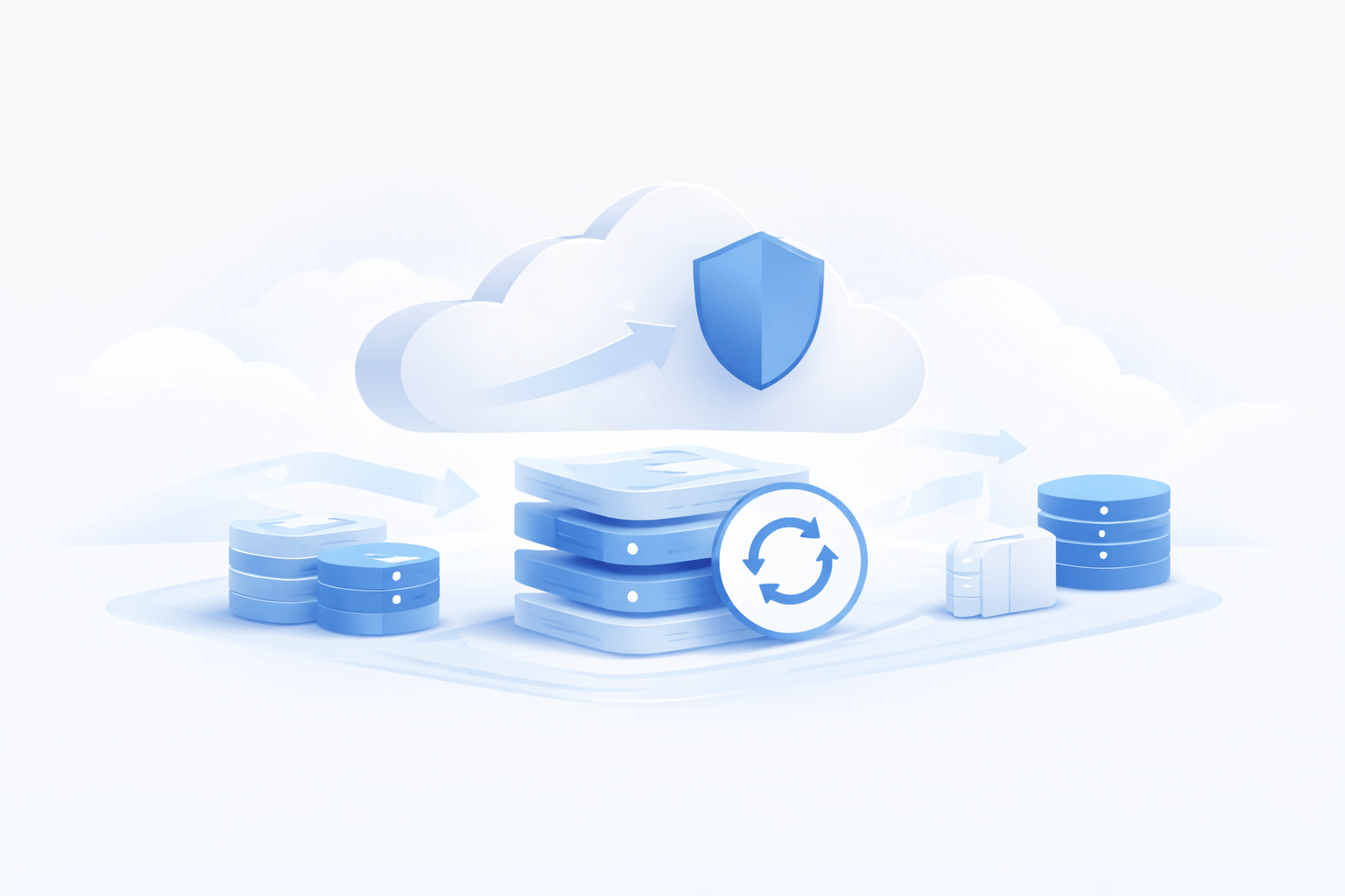 Backup & Datensicherung in Hamburg: symbolische Darstellung von Datensicherung, Restore und Business Continuity