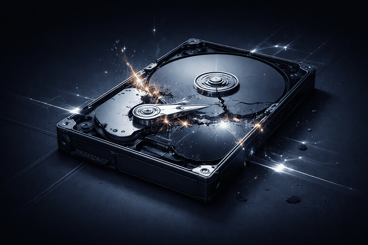 Festplattenausfall Ursachen KMU: Symbolische Darstellung (HDD, SSD, NVMe) und typische Ursachencluster