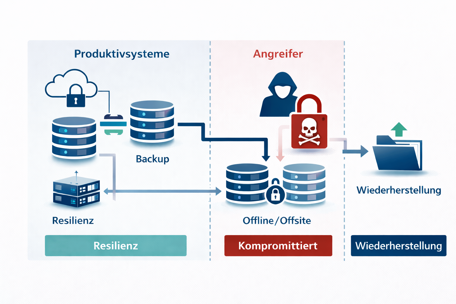 Backup-Strategie gegen Ransomware: isolierte Backups, Immutable-Optionen und Restore-Punkte außerhalb der Angriffsreichweite