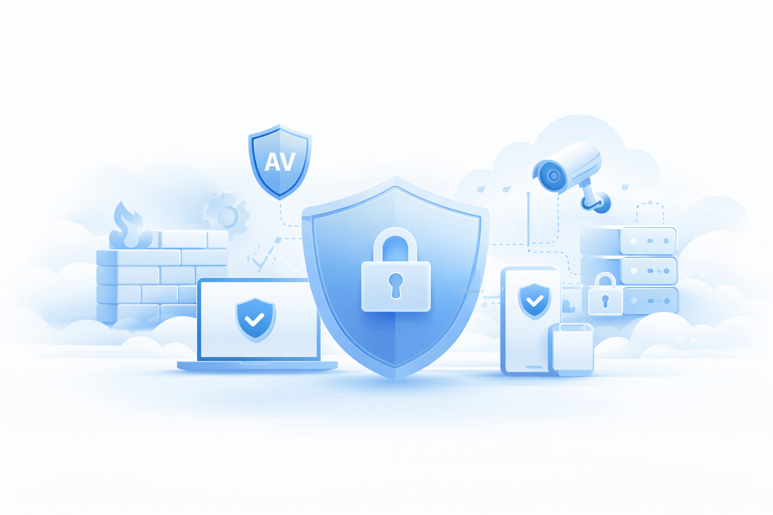 IT-Sicherheit & Monitoring in Hamburg: symbolische Darstellung von Schutz, Überwachung und Reaktion