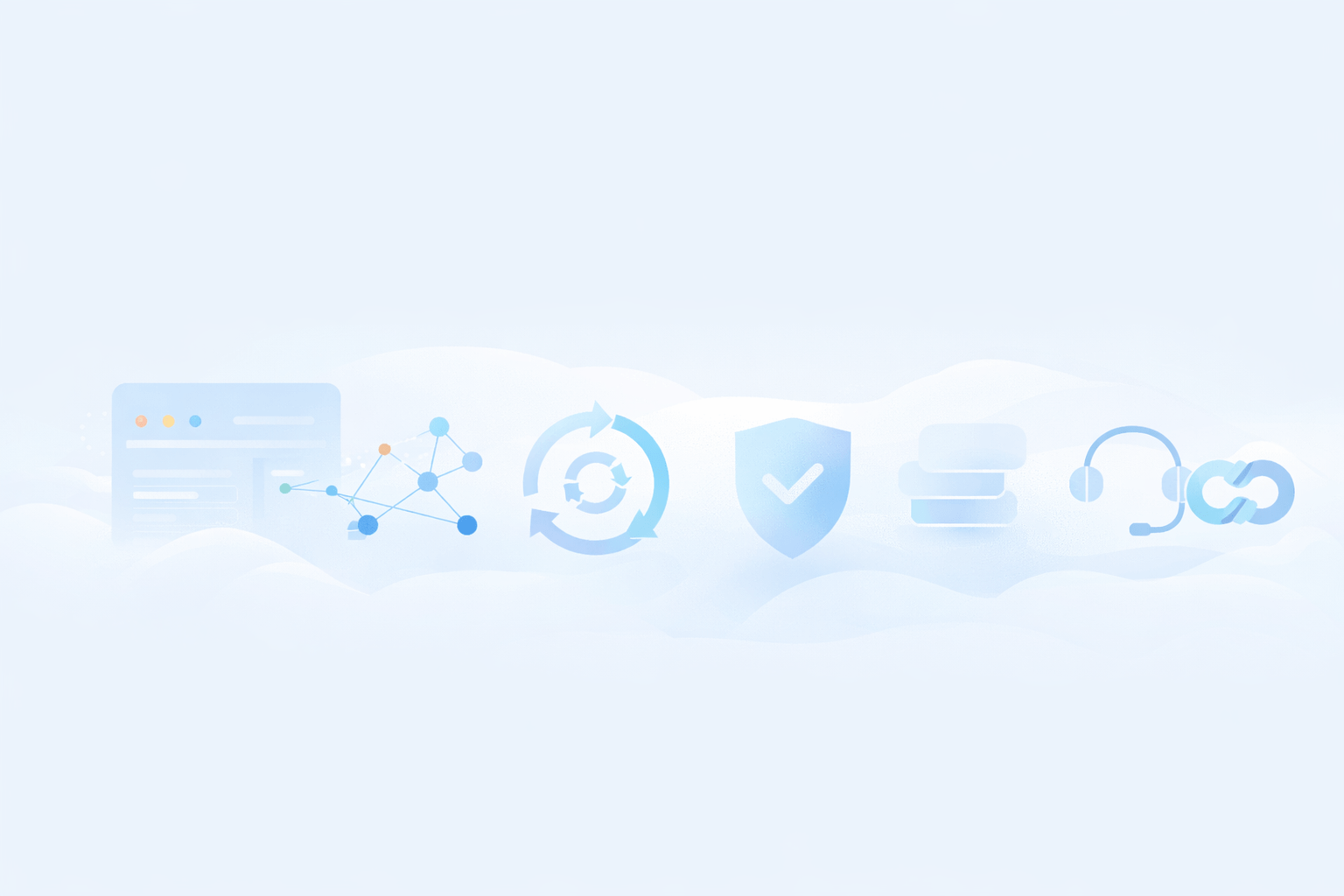 Managed IT Service in Hamburg: ruhige Illustration zu Monitoring, Updates, Security, Backup und Service Desk